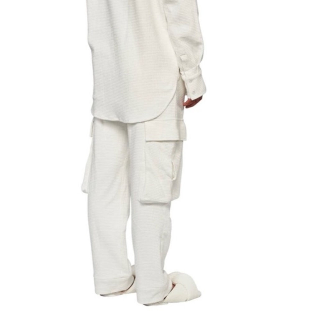 My Mum Made It Waffle Utility Sweatpants White Athleisure Lounge Sporty Comfy - Picture 7 of 8